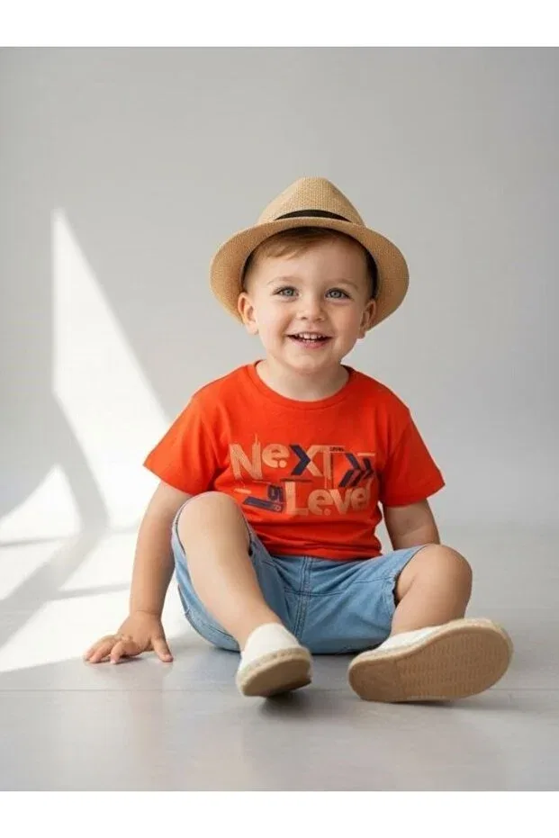 Детская футболка для мальчиков с принтом Zekids, Orange — фото 4