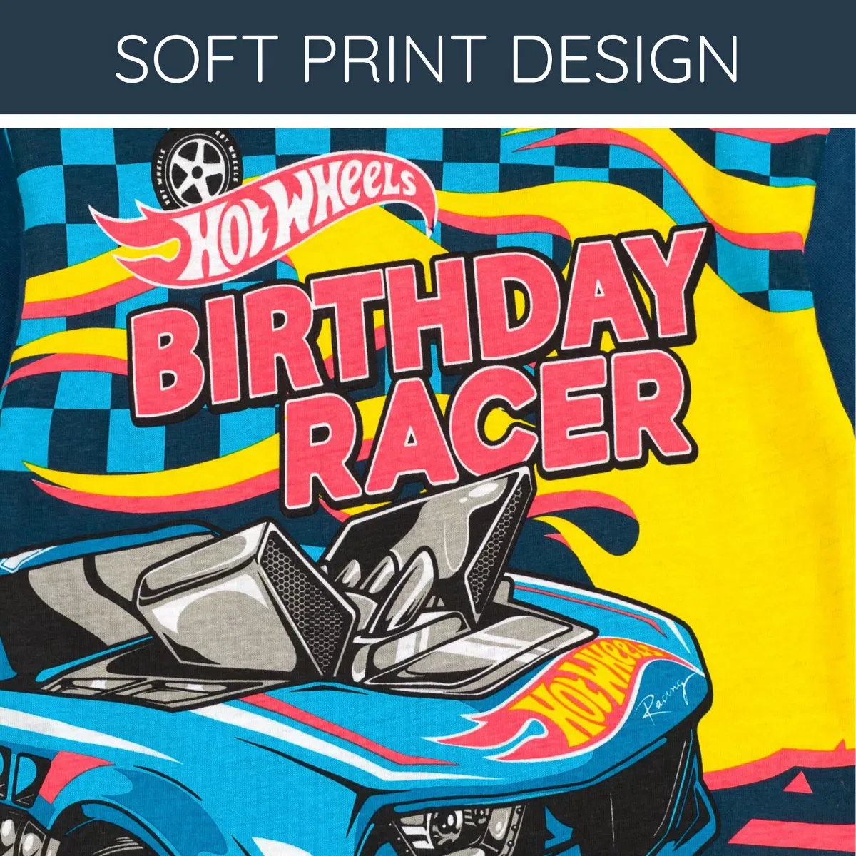 Детское футболка с принтом Birthday Drop Shoulder T-Shirt Hot Wheels, Navy — фото 3