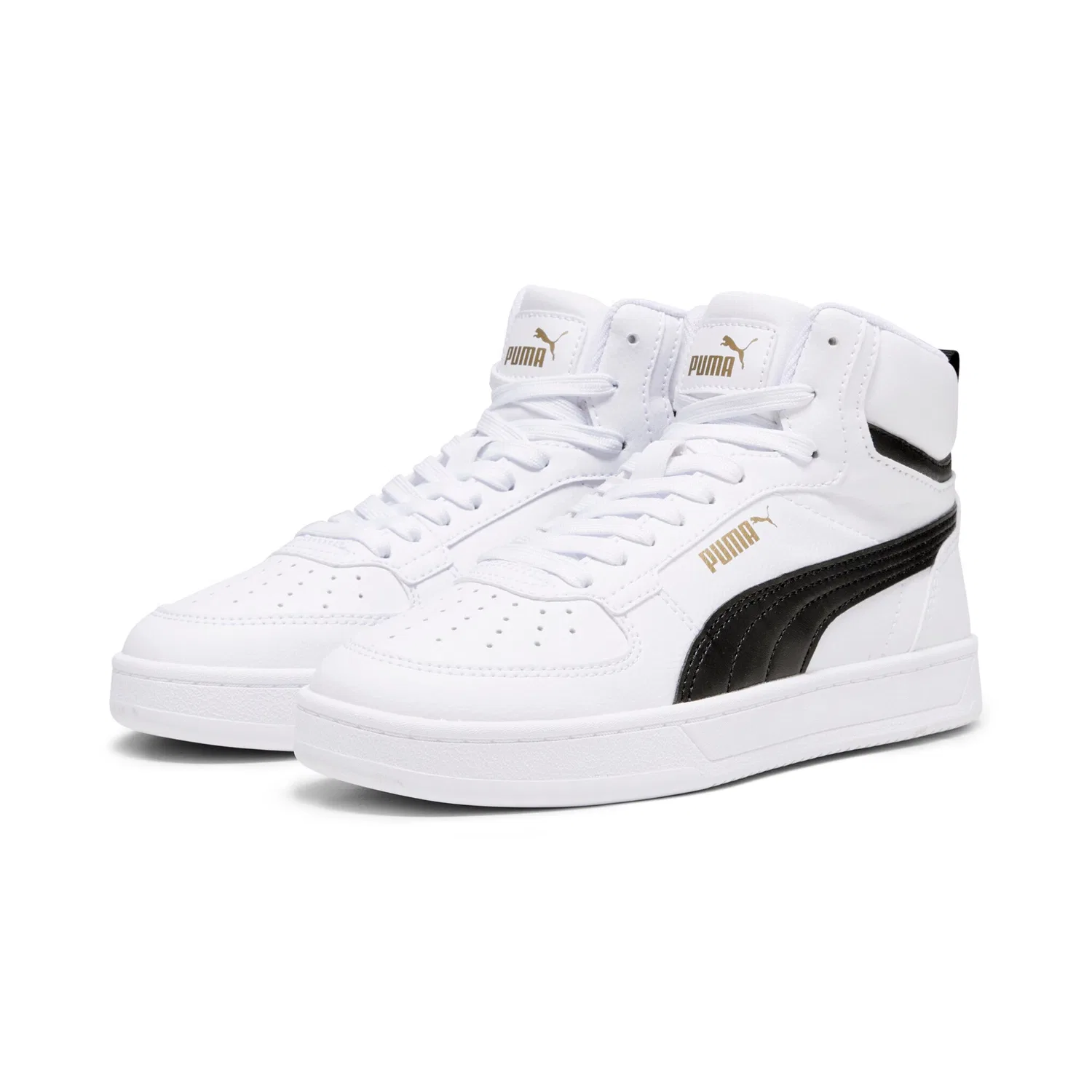 Детские кроссовки высокие с ретро-дизайном Puma, White/Black/Gold