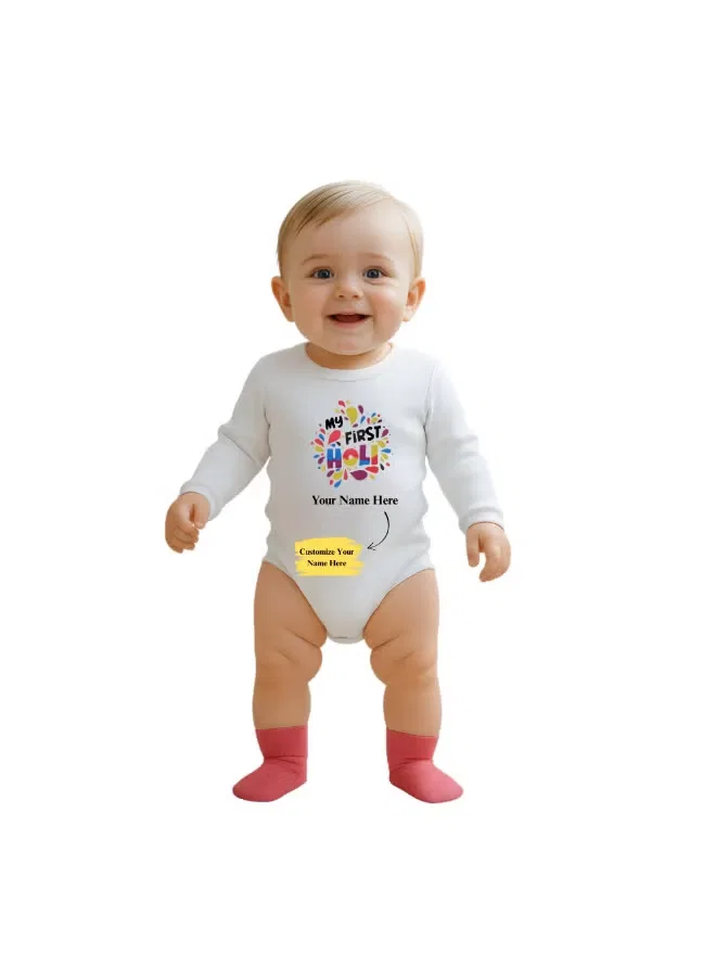 Боди-комбинезон с длинным рукавом My 1st Holi Printshop4Me, белый