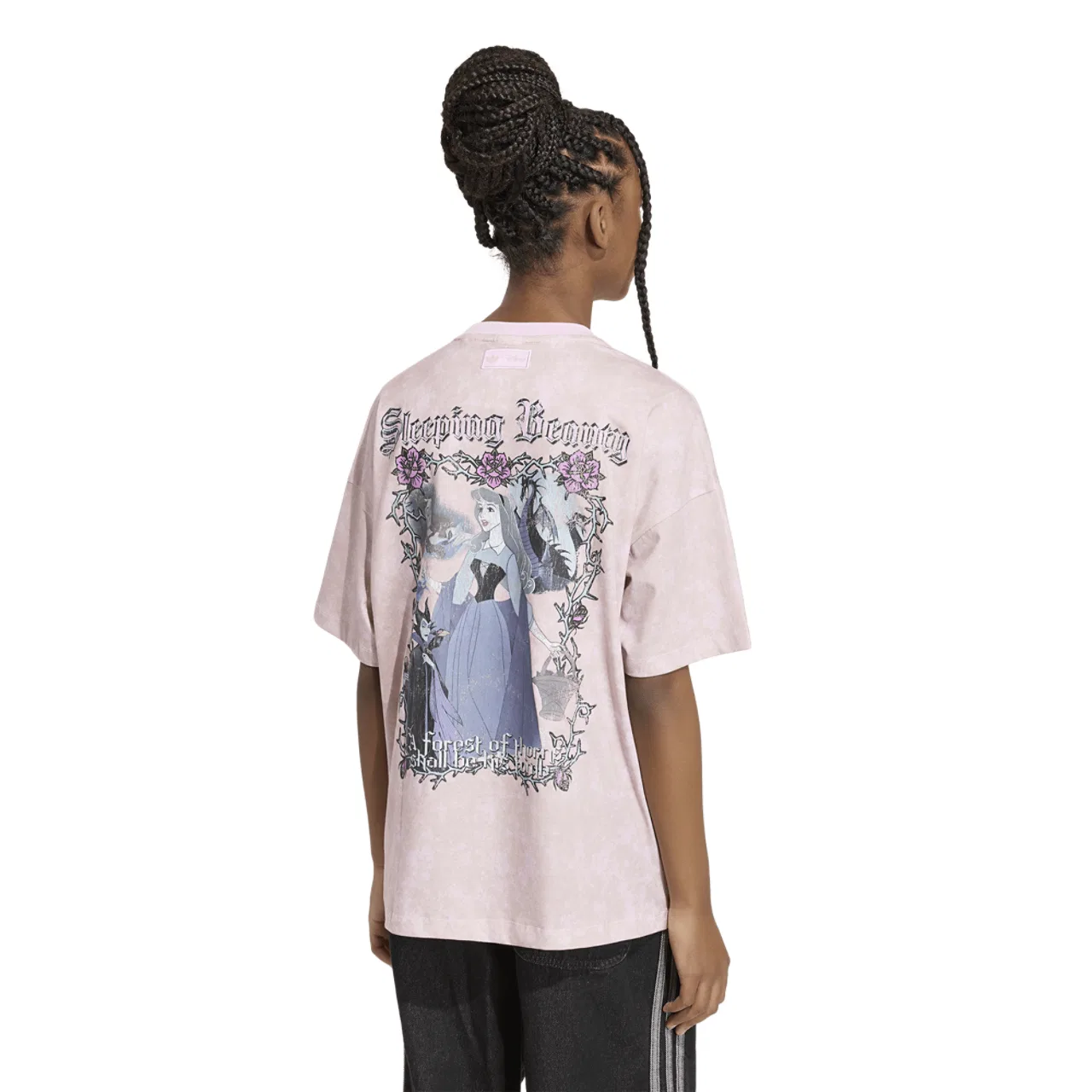 Детская футболка для девочек оверсайз Adidas Originals x Disney Villains OS Washed T-Shirt, Orchid Fusion — фото 2