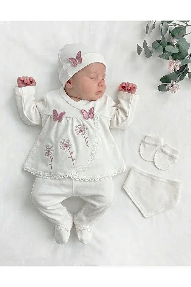 Детский комплект боди для новорожденных хлопковый Panfilia, White-Powder-White