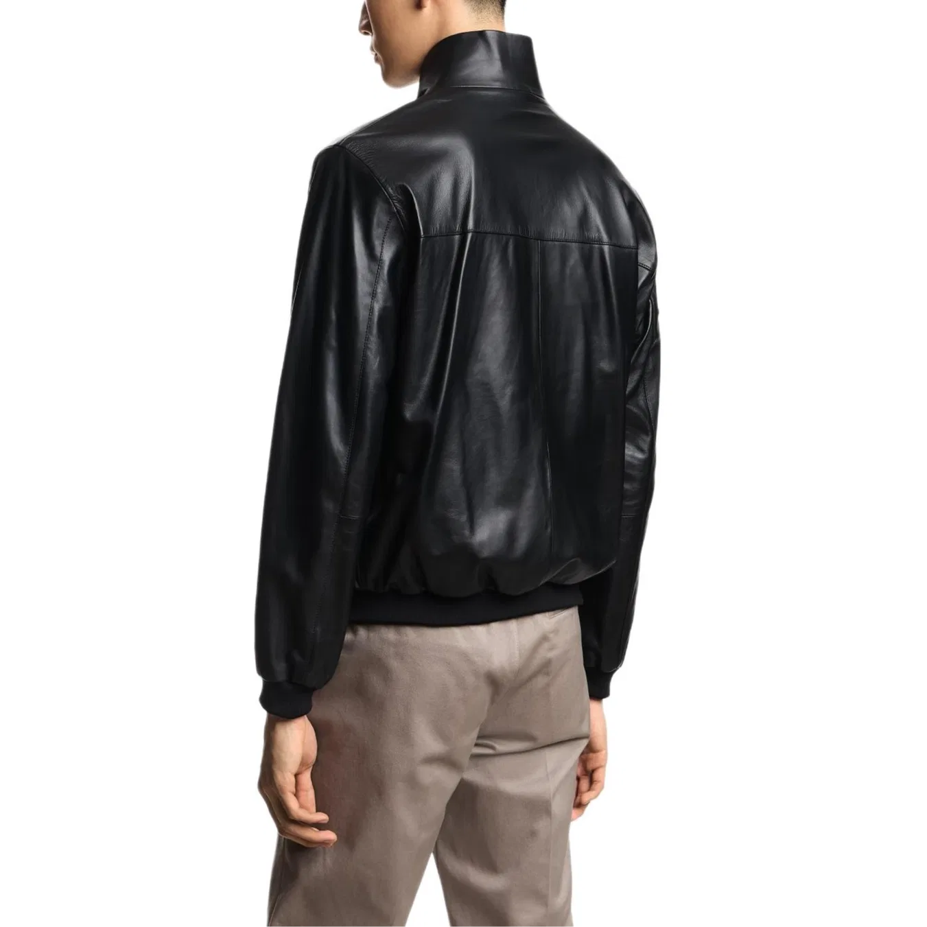 Мужская кожаная куртка EMPORIO ARMANI, Black — фото 4