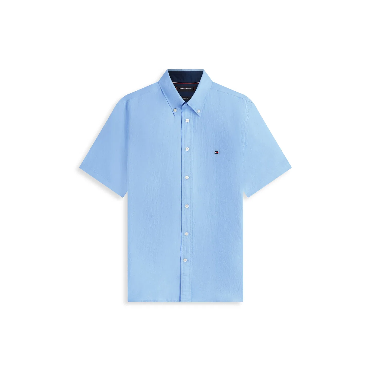 Мужская рубашка с коротким рукавом из льняной смеси Tommy Hilfiger, Cloudy Blue — фото 4
