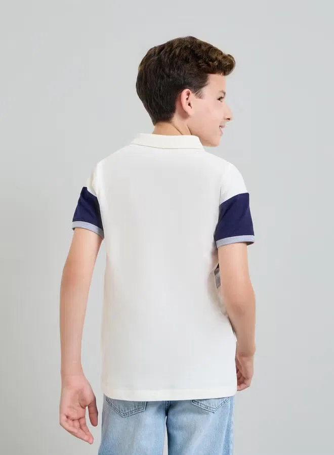 Styli Футболка поло с принтом и надписью для мальчиков, navy blue — фото 3