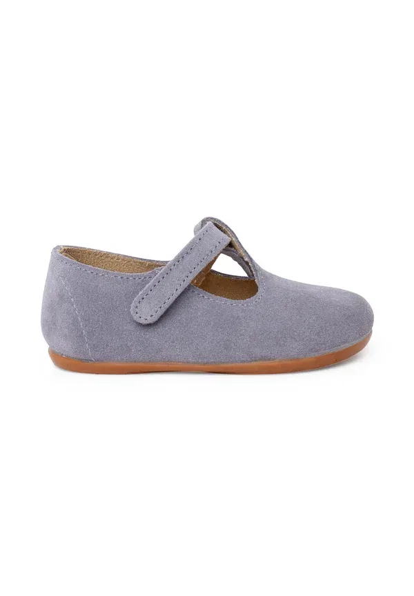 Балетки на липучке, кожаная стелька, Pepitos barefoot, Pisamonas, серо-свинцовый, синий
