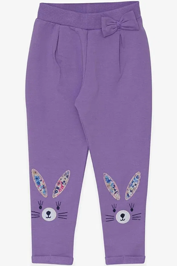 Детские леггинсы для девочек с принтом Rabbit Embroidery Breeze, Magenta