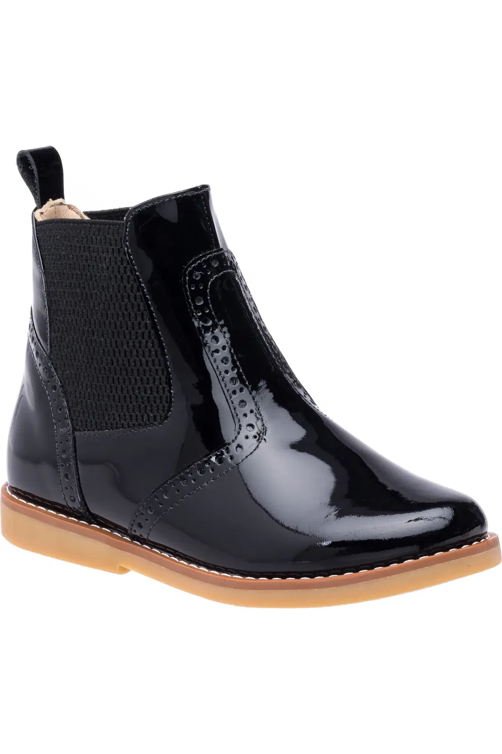 Детские ботинки челси с брогированием Brogue Chelsea Boot Elephantito, Patent Black
