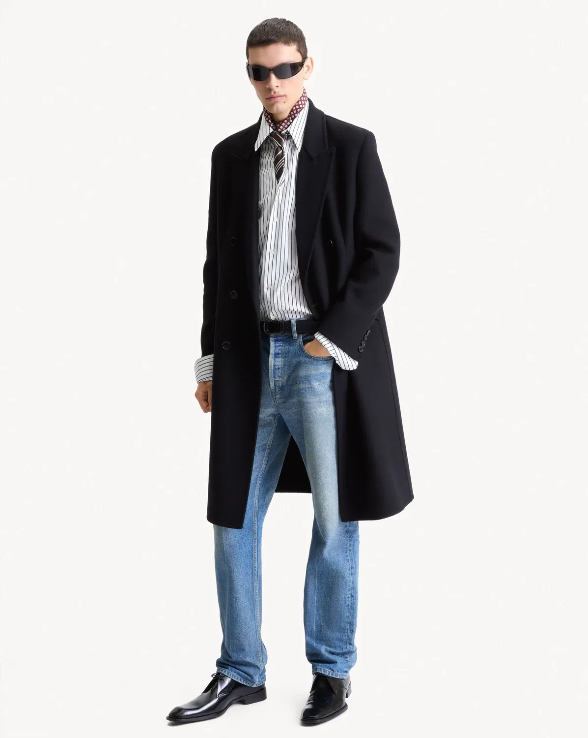 Рубашка из полосатого хлопкового поплина SAINT LAURENT, черный — фото 2