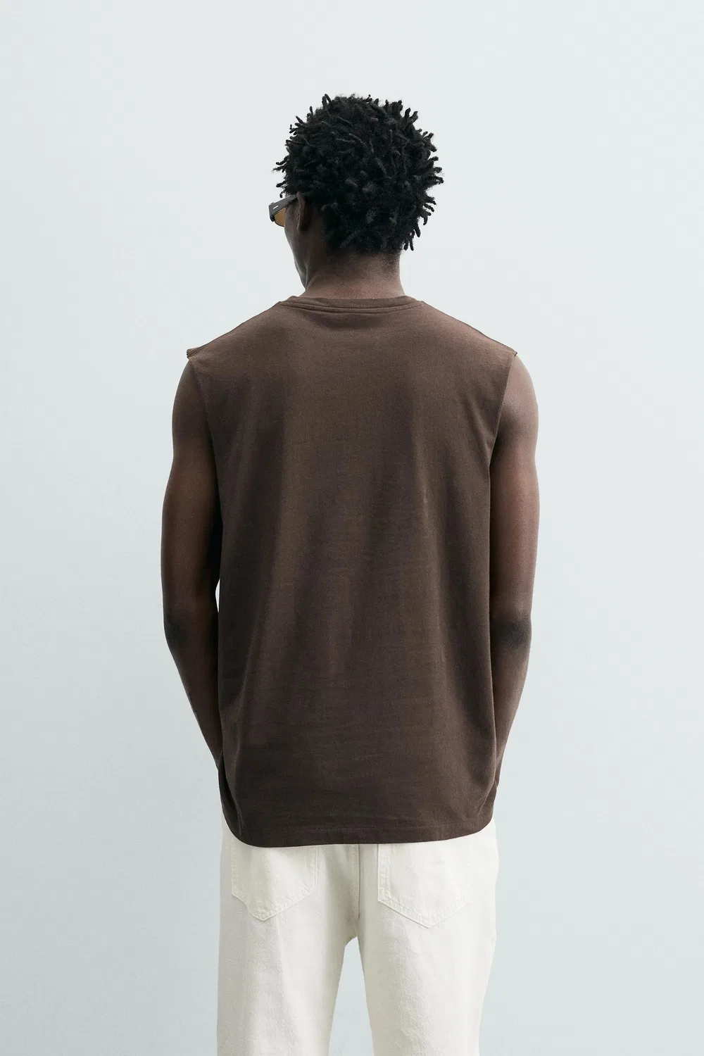 Легкая майка свободного кроя ZARA, Brown — фото 3