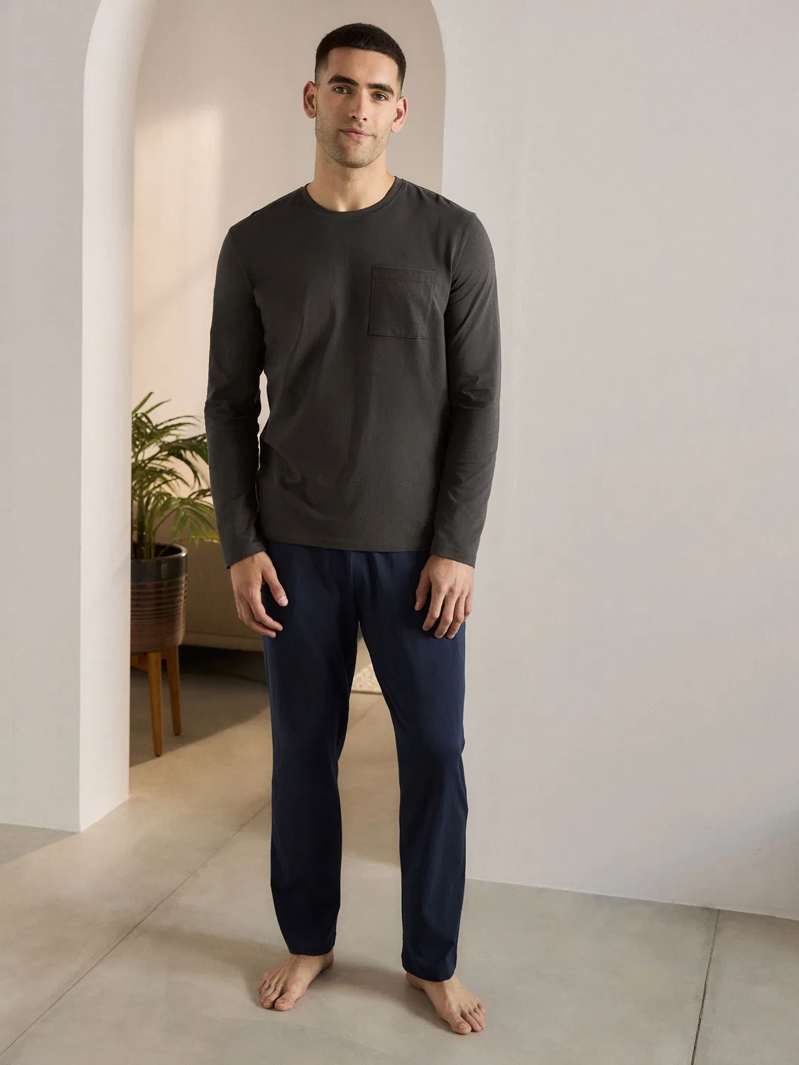 Пижамный набор, длинный рукав, Slate Grey/Navy Next