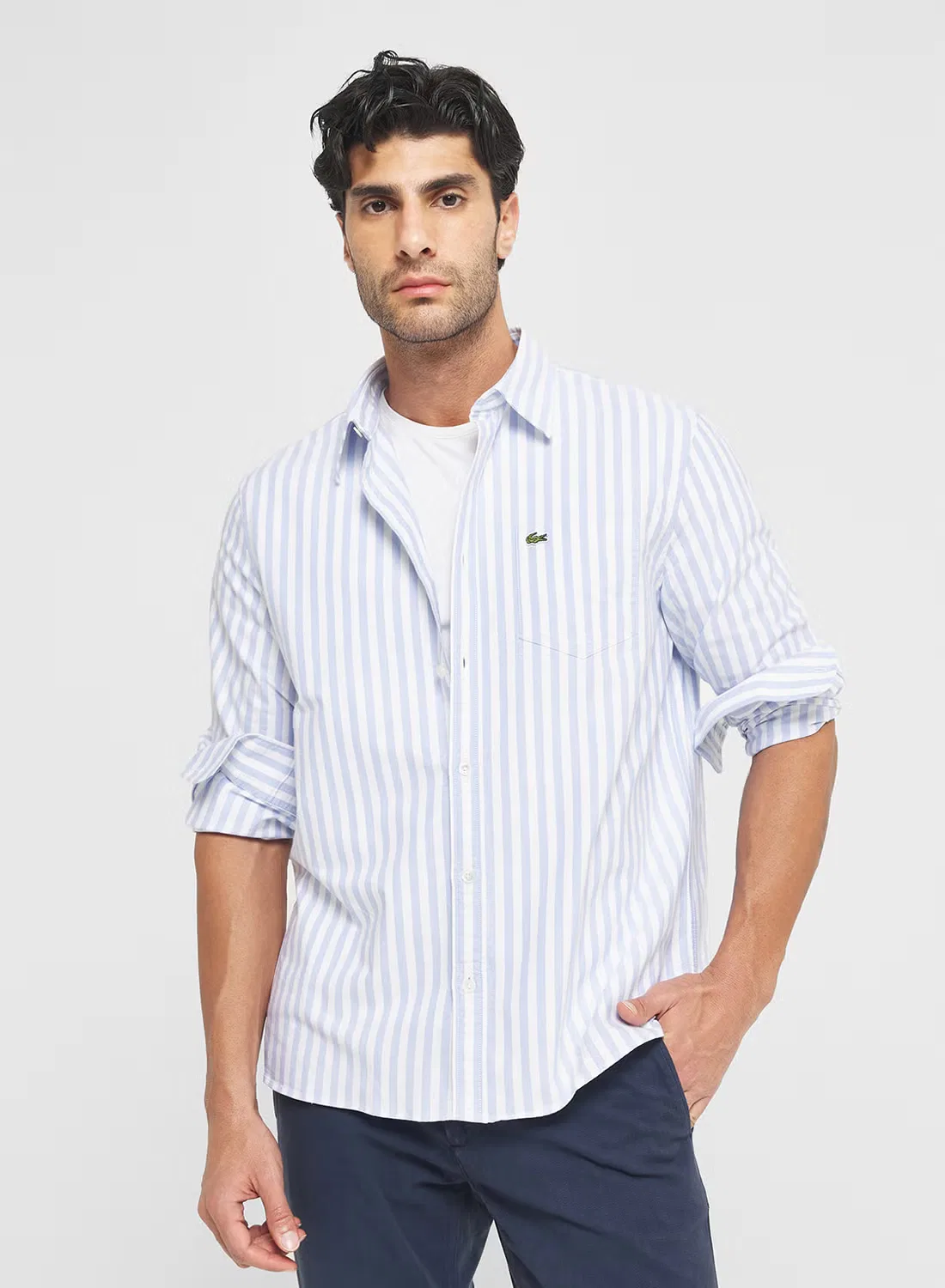Рубашка с принтом полоска Regular fit Lacoste, синий