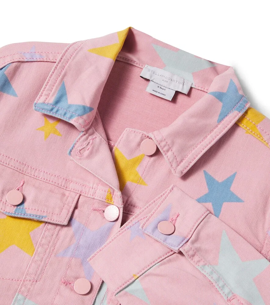 Джинсовая куртка с принтом в виде звезд Stella McCartney Kids, розовый — фото 4