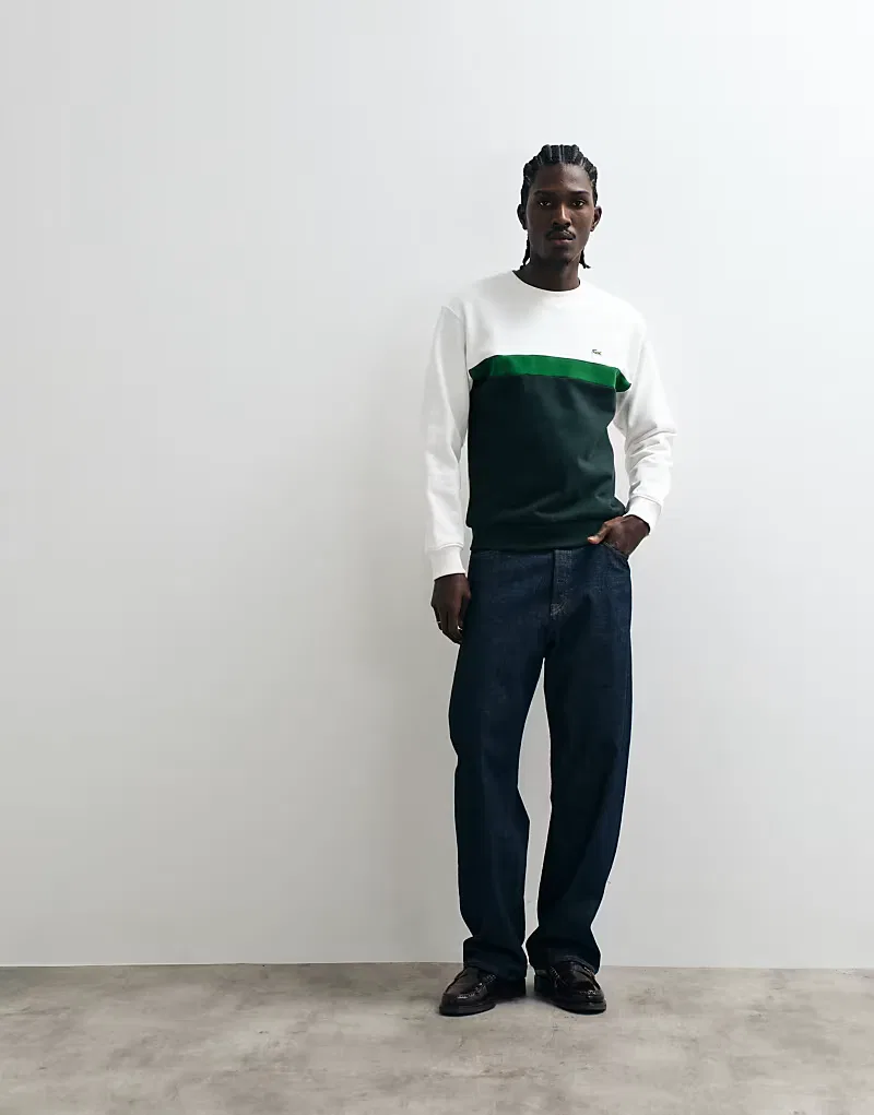 Свитшот цветоблочный Lacoste, зеленый — фото 2