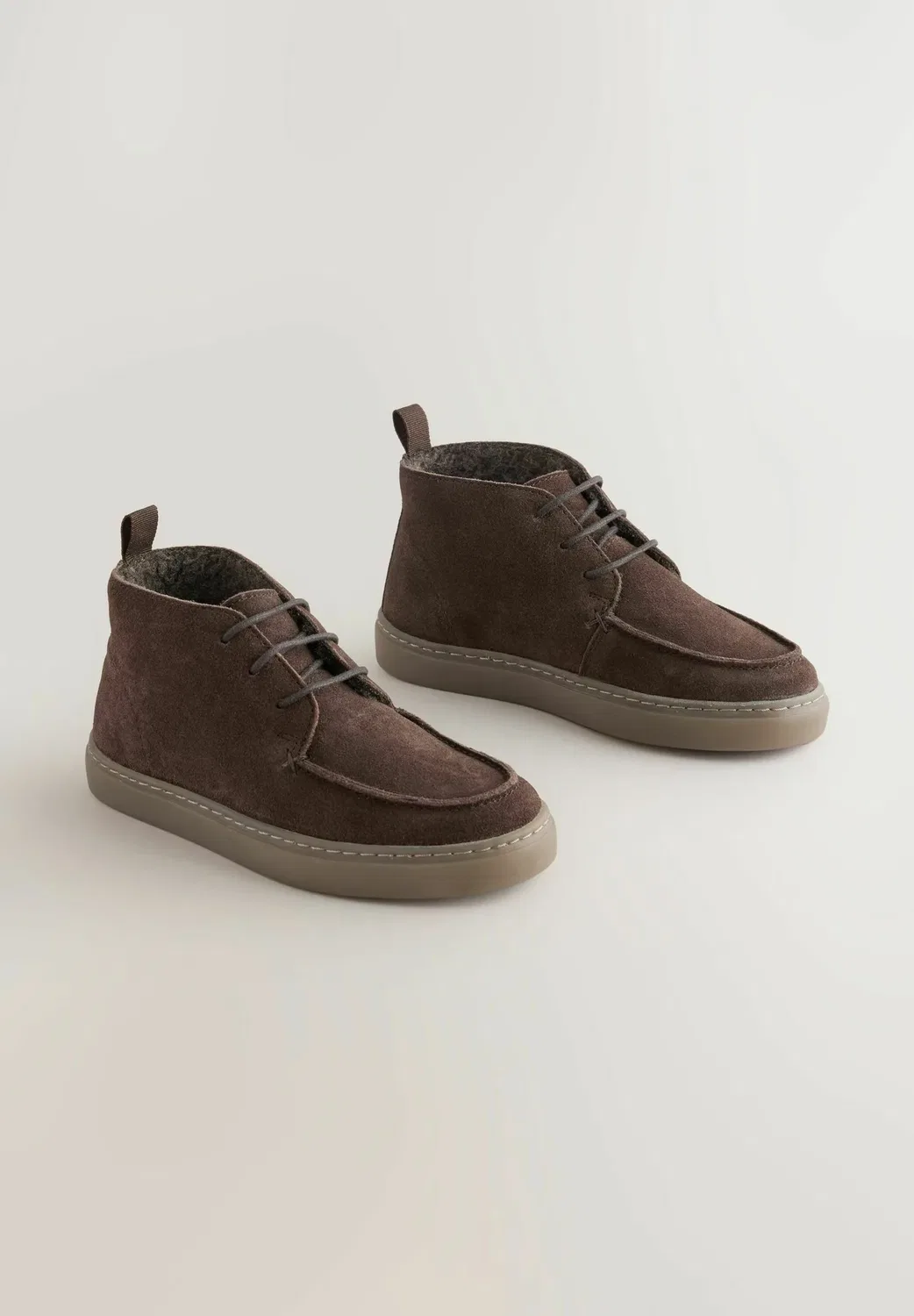 Ботинки на шнуровке с фартуком - ботильоны на шнуровке Next, Brown Suede — фото 2