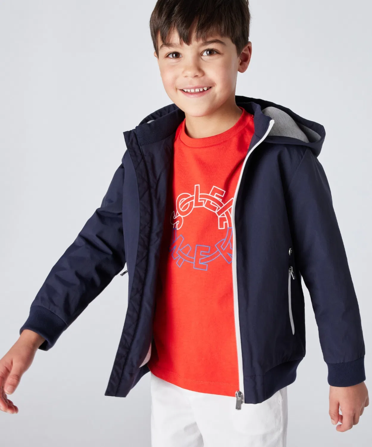 Детская куртка-ветровка с капюшоном, молния, модель Windbreaker, jacadi, Navy