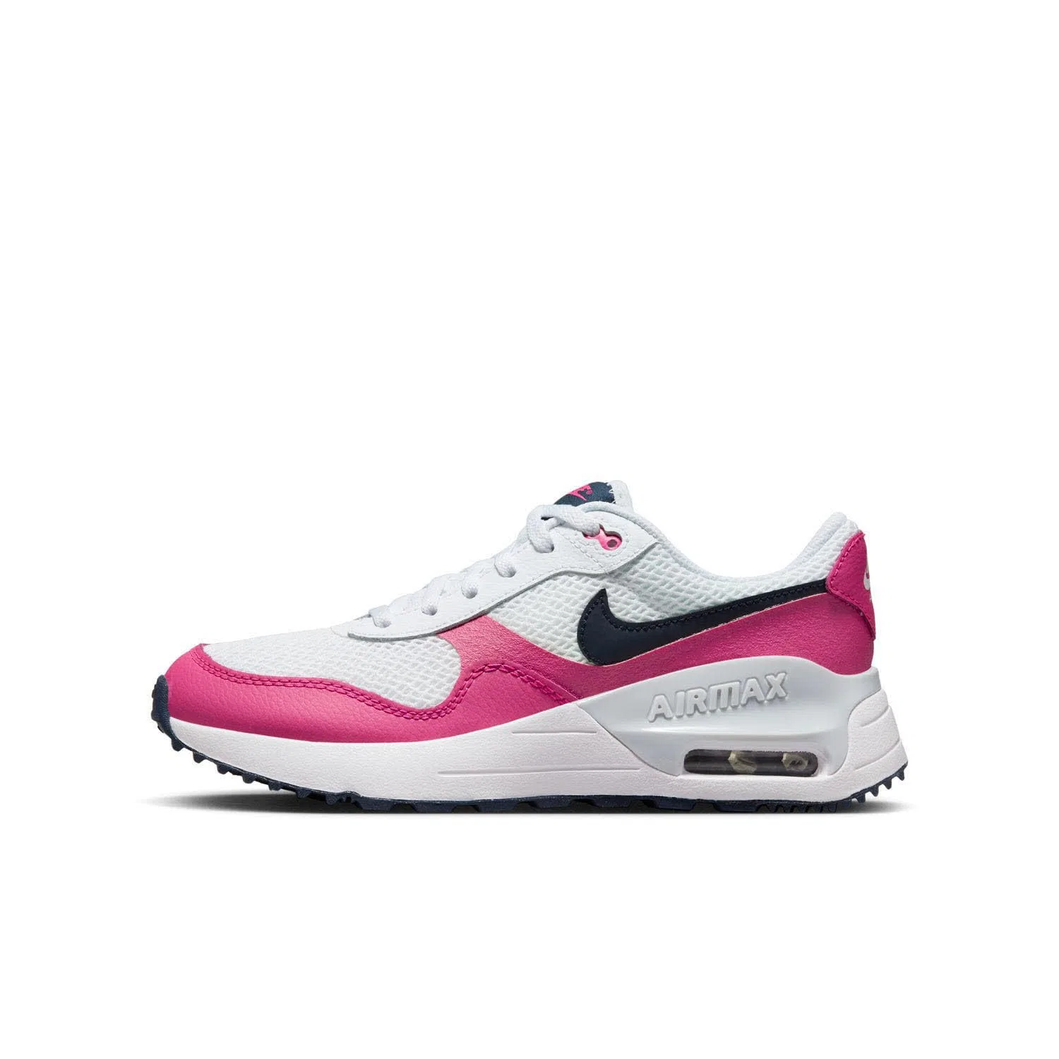 Детские кроссовки для мальчиков с амортизацией Air Max Systm (Gs) NIKE, White Obsidian Fierce Pink Pure Pla — фото 4