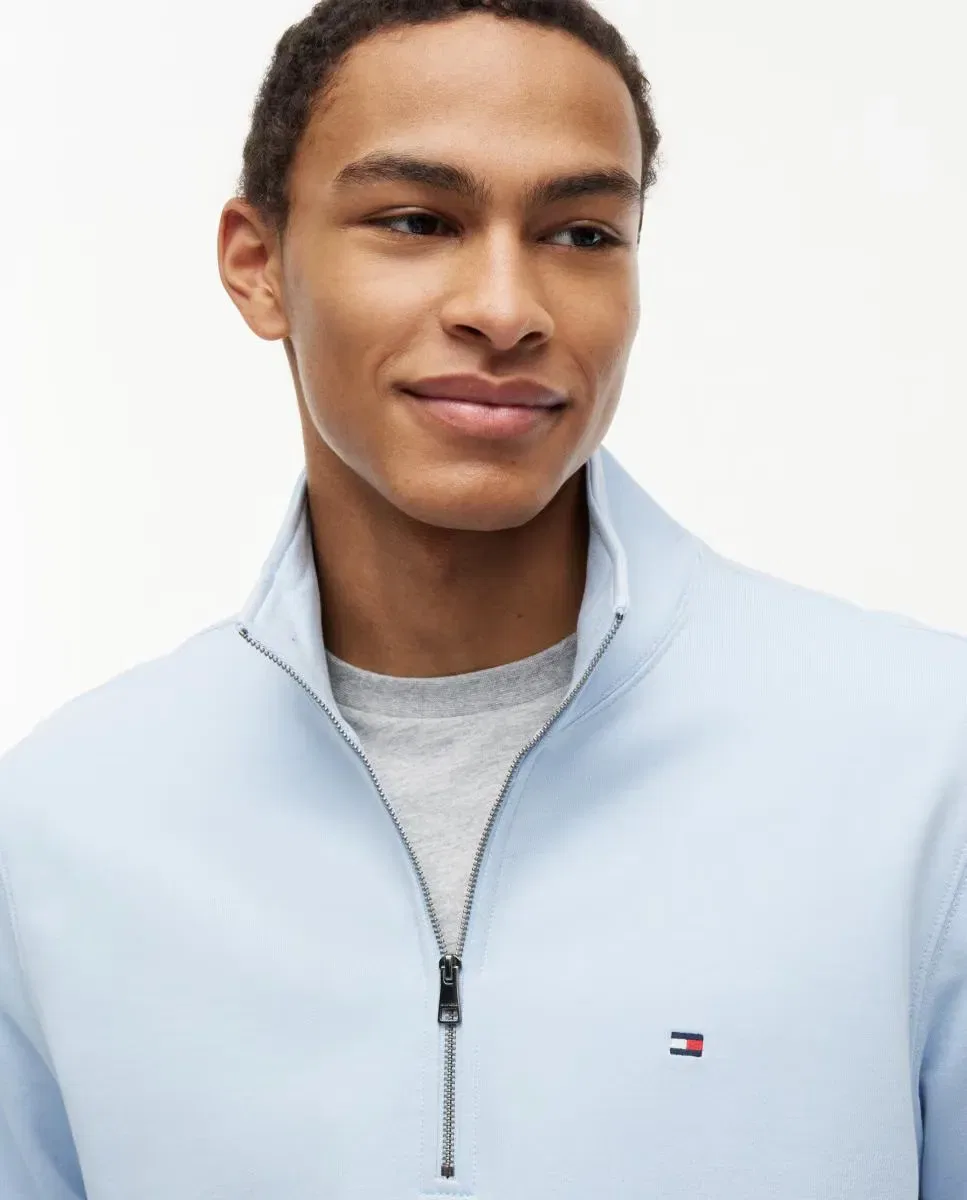 Мужская свитшот без капюшона с полузастежкой-молнией Tommy Hilfiger, Azul Celeste — фото 3