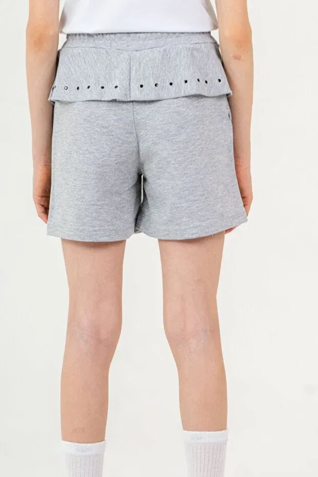 Детские шорты для девочек с принтом Shining star printed under-knee stone-piece Mışıl Kids, Gray — фото 4