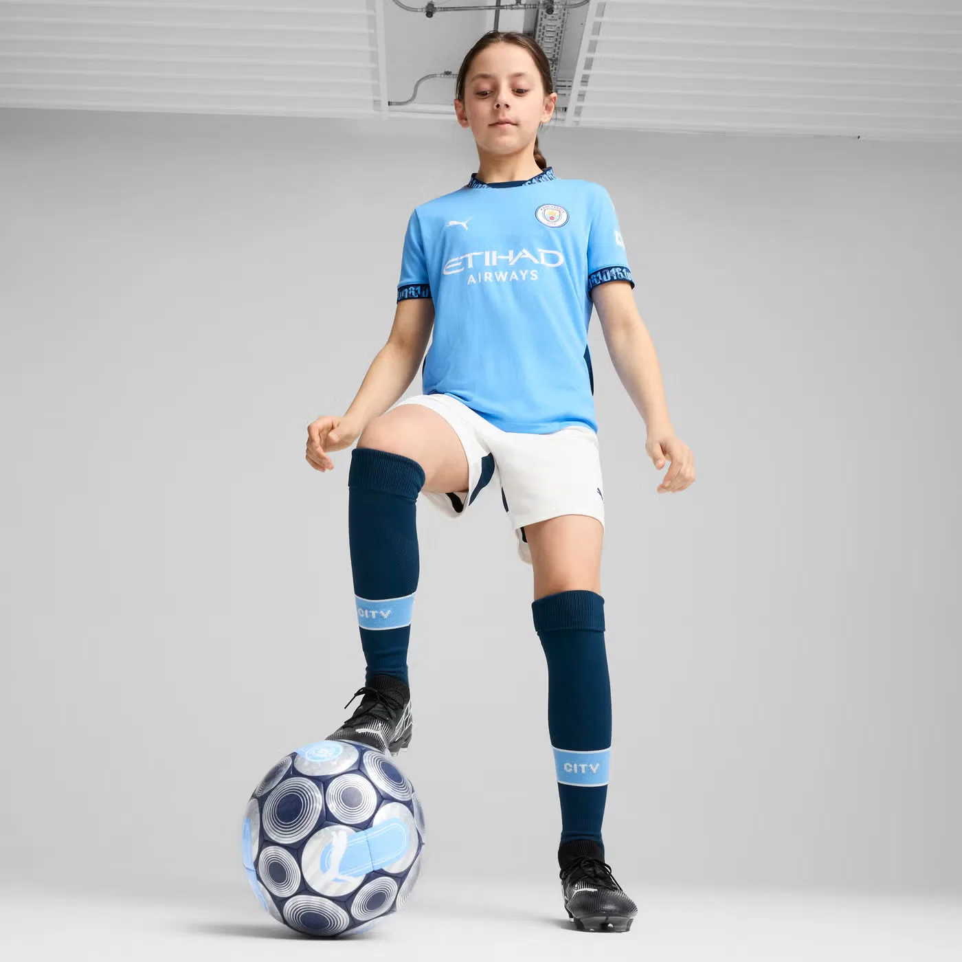 Футболка с принтом Manchester City 24/25 Puma, голубой — фото 3