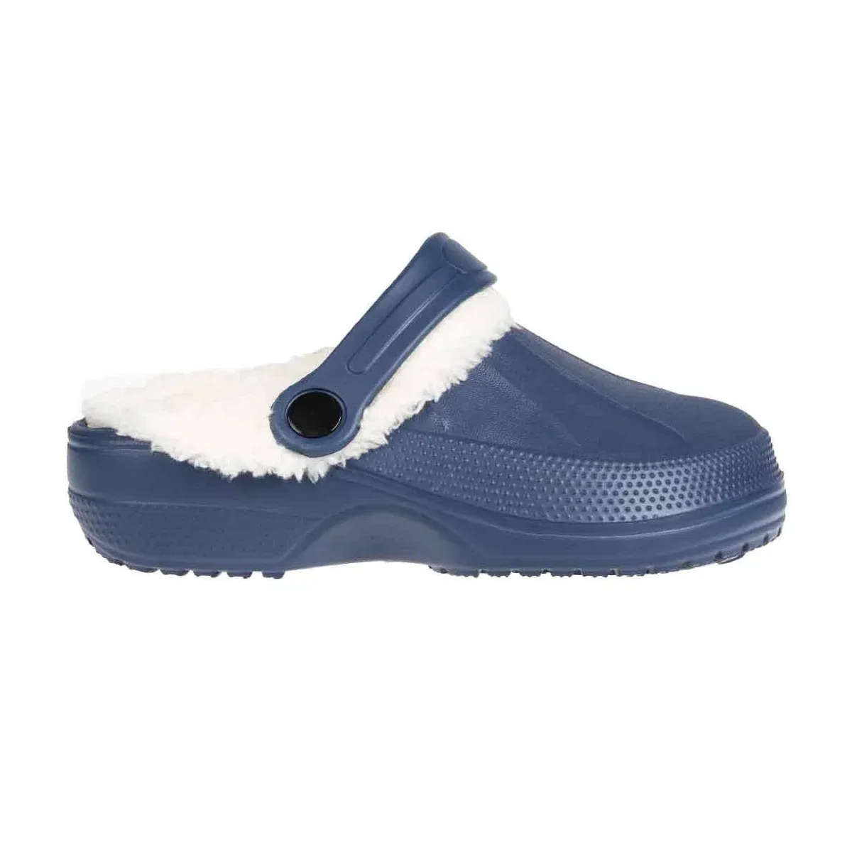 Детские сабо для мальчиков с искусственным мехом Furry Little Solid Clog Foamwalk, Navy — фото 2