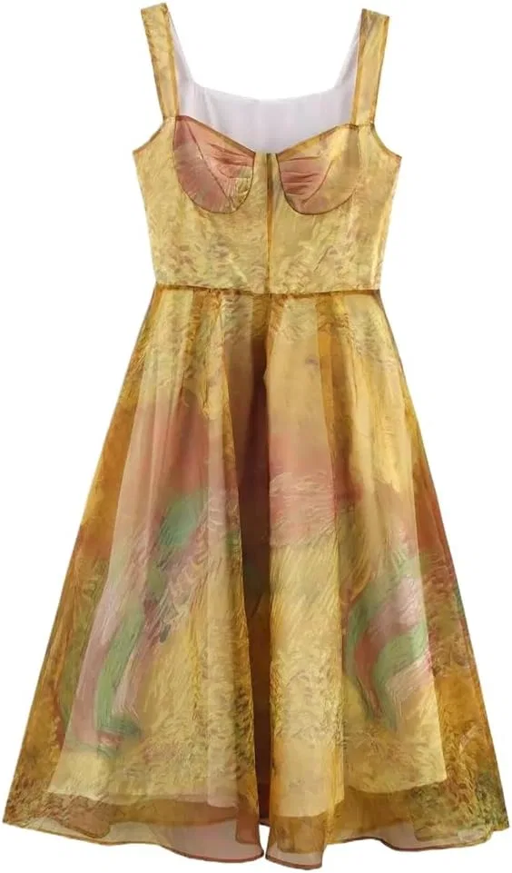 Женское платье с принтом fit and flare Generic, Yellow