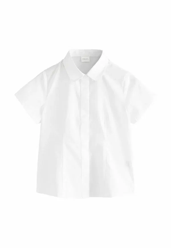 Блузка из полиэстера и хлопка Regular fit short sleeve fitted school 2 pack button-down blouse Next, white, белый — фото 2