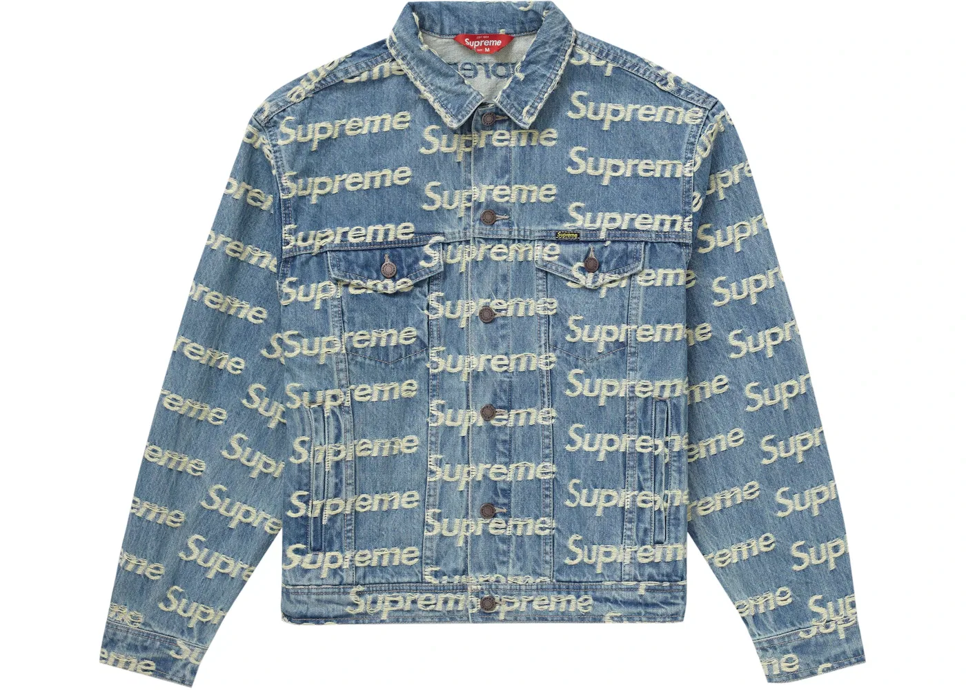Мужская джинсовая куртка-тракер с потертым принтом Supreme, Blue
