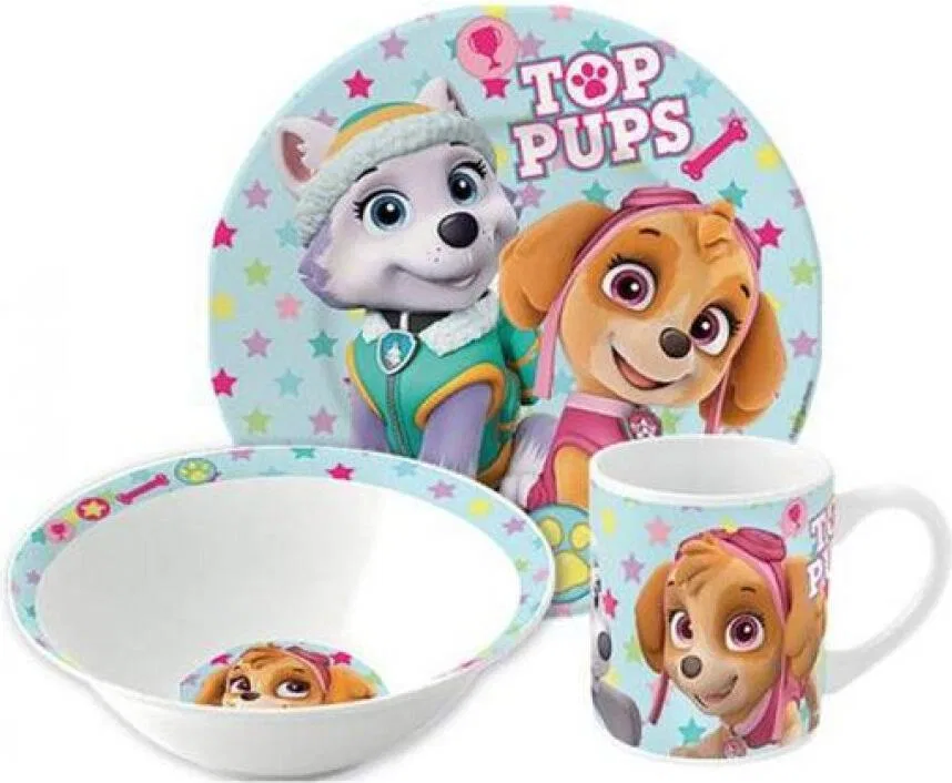 Детский набор посуды из фарфора с принтом Paw Patrol Girl Stars, Paw Patrol