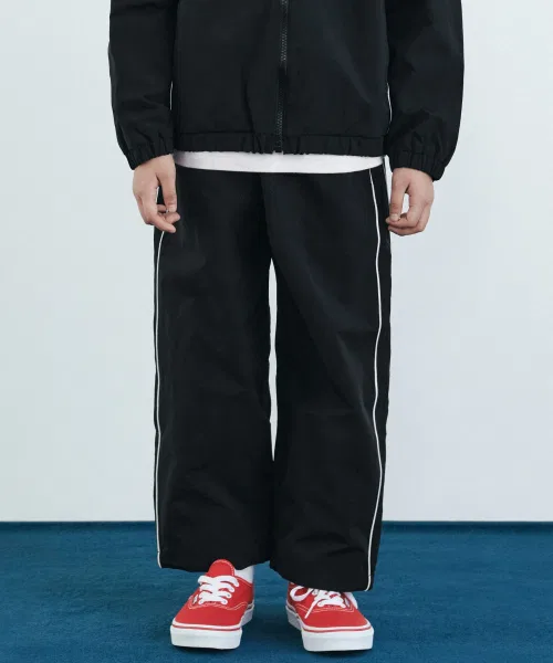 Детские спортивные штаны с широкими штанинами и кантом Black MUSINSA STANDARD KIDS, Black