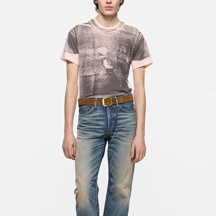 Мужская футболка с круглым вырезом Pink/Gray Acne Studios, Pink/Gray — фото 4