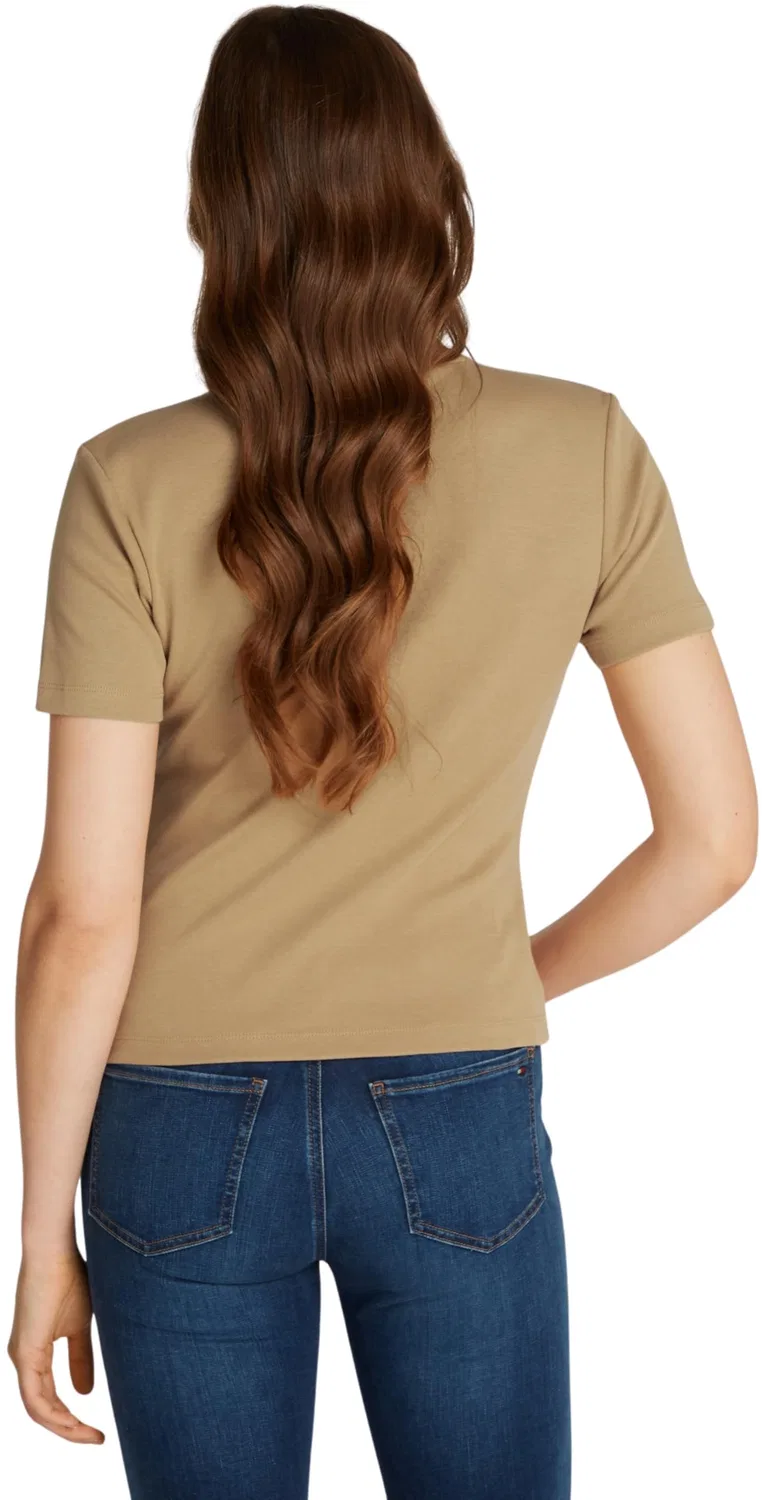 Женская футболка с коротким рукавом Cody Crop Tommy Hilfiger, Khaki (Safari Canvas) — фото 2