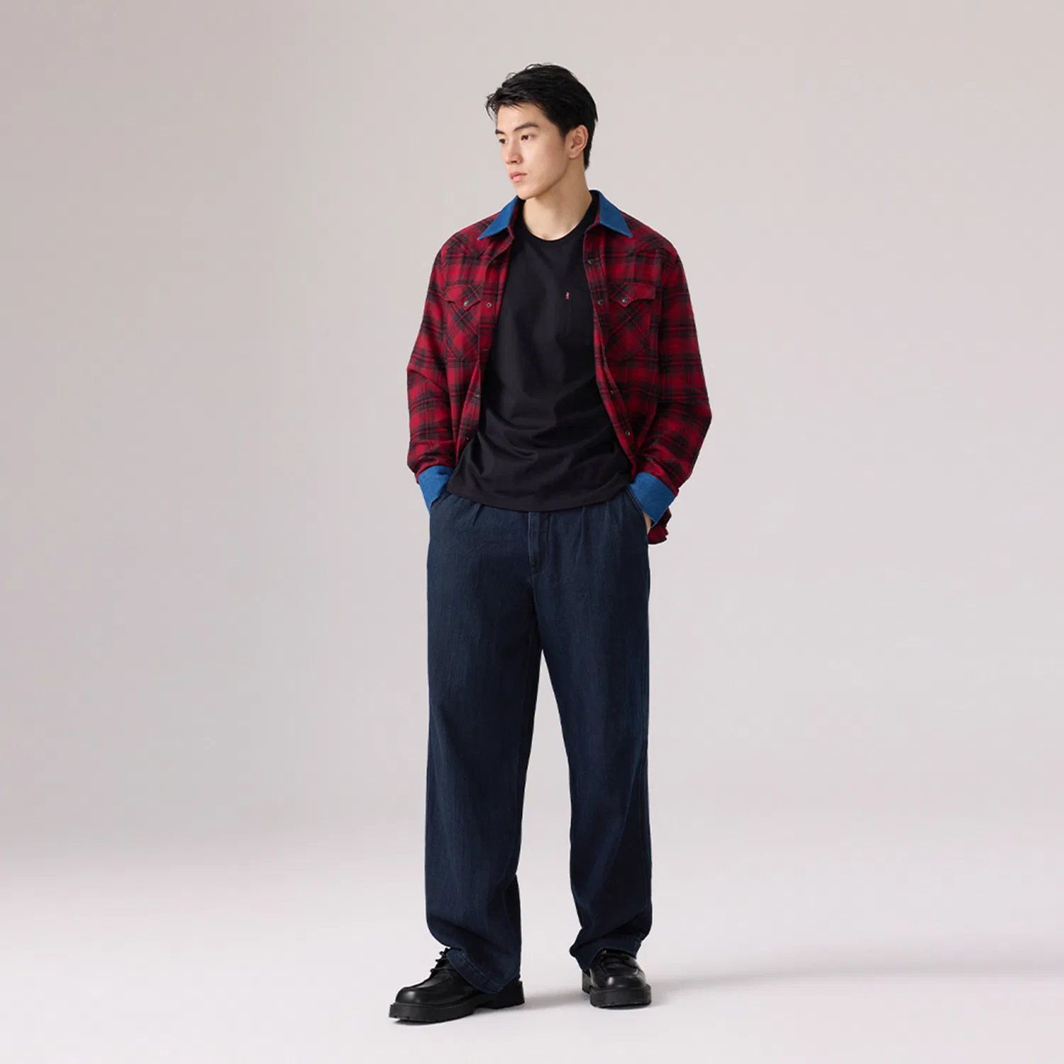 Мужская рубашка с принтом Red Moderate Levis, Red — фото 4
