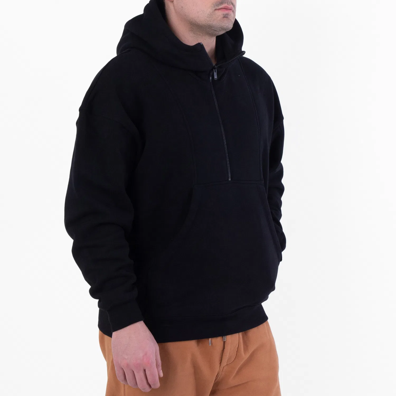 Худи на молнии Saint Laurent Half-Zip Hoodie, Black — фото 3