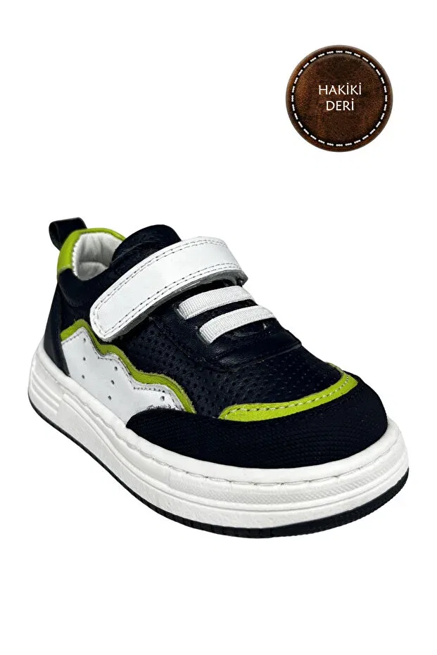 Детские туфли для девочек с ортопедической стелькой Şenler Bebe World Kids, Navy Blue-White-Pistachio Green — фото 2