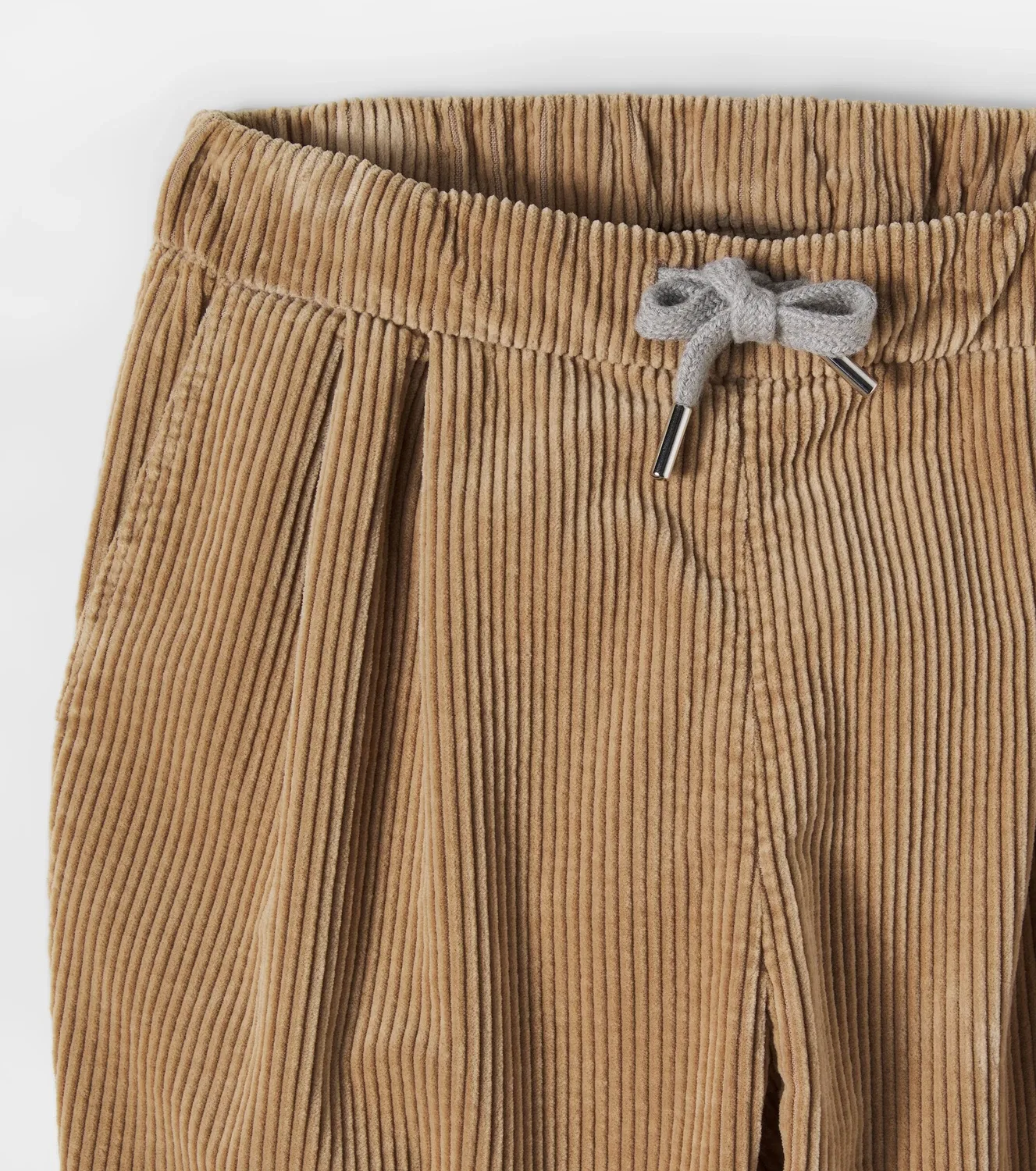 Прямые брюки из хлопкового вельвета Brunello Cucinelli Kids, бежевый — фото 4