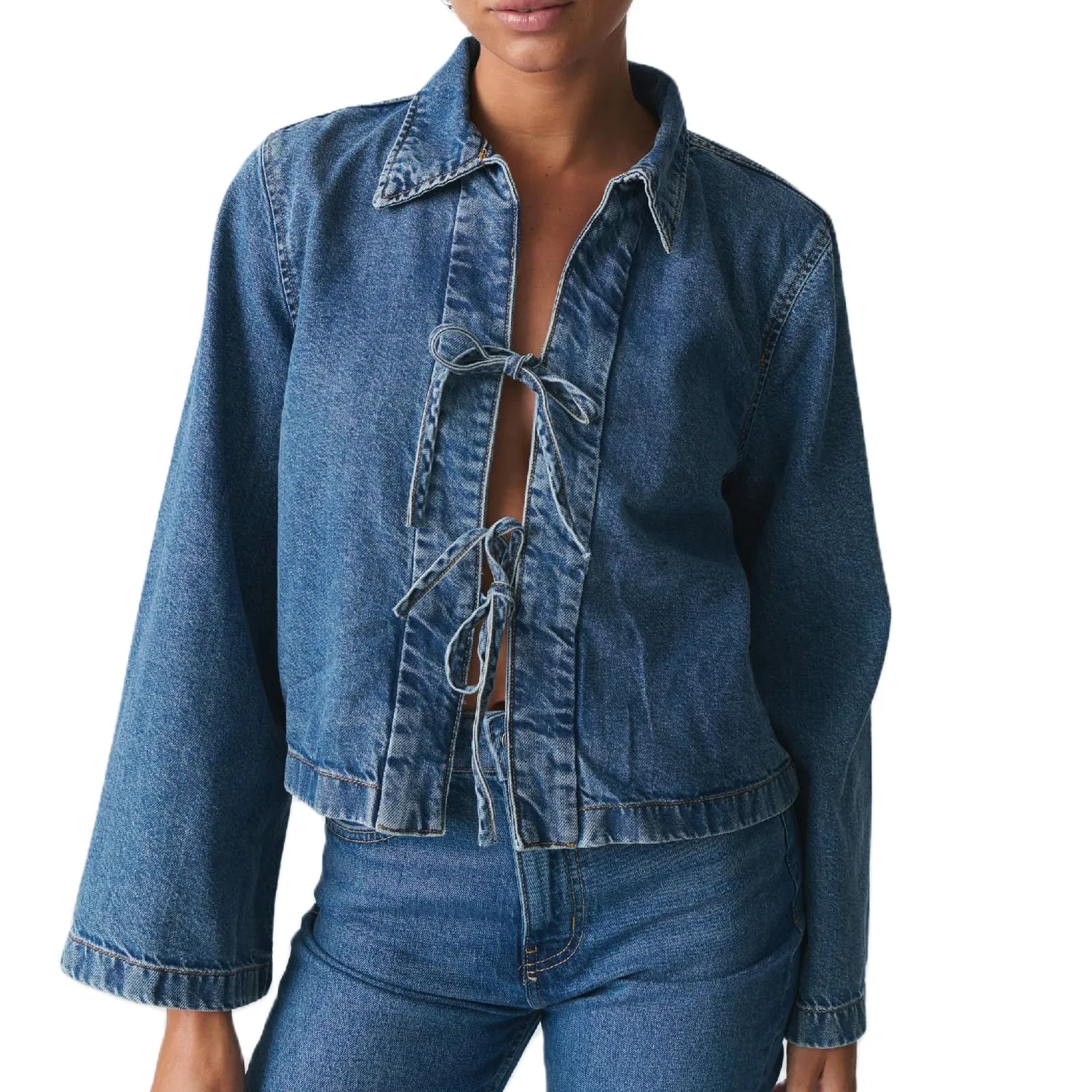Женское джинсовое пальто с длинным рукавом Vintage, Blu