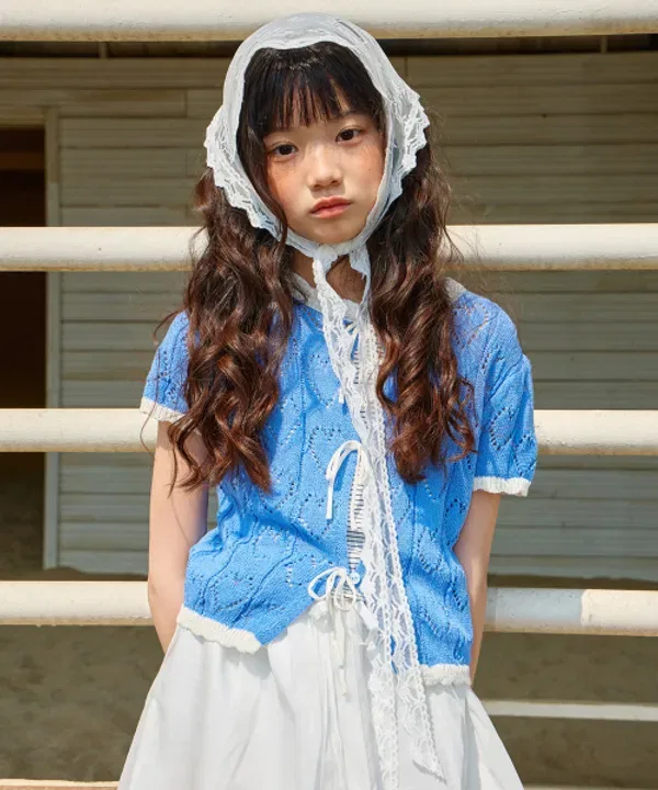 Кардиган Summer Ribbon Crochet Taeble, голубой