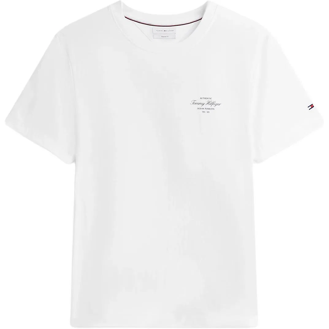 Мужская футболка с круглым вырезом White Tommy Hilfiger