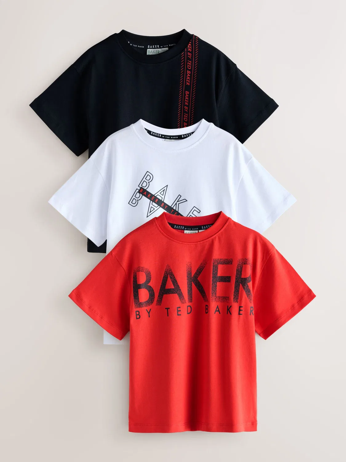 Футболки 3 шт., с принтом Baker by Ted Baker, красный/черный/белый