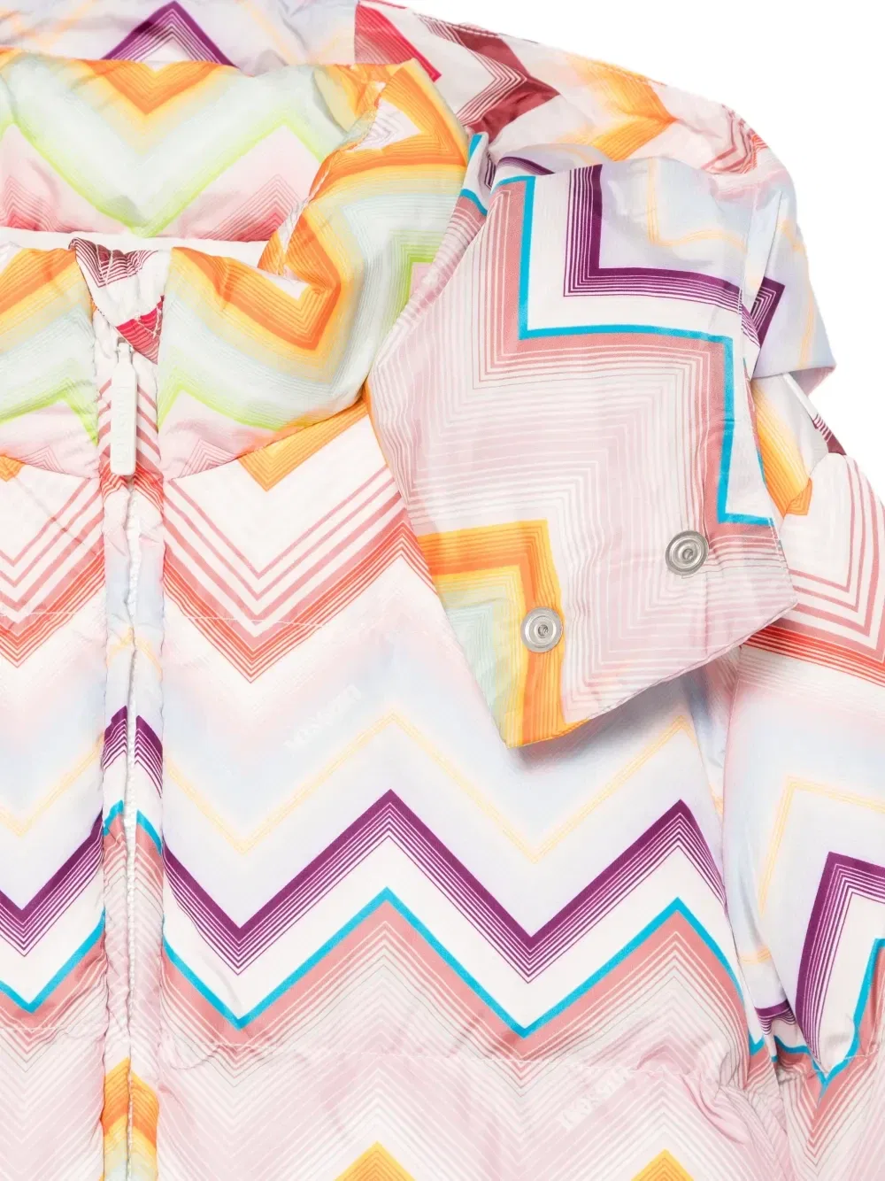 Утепленная куртка на молнии с зигзагообразным принтом Missoni Kids, розовый — фото 3