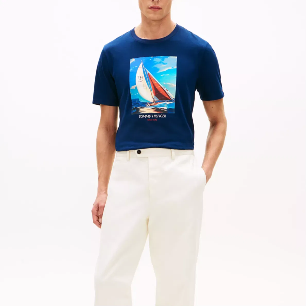 Мужская футболка с круглым вырезом Tommy Hilfiger, Light Marine Blue — фото 3