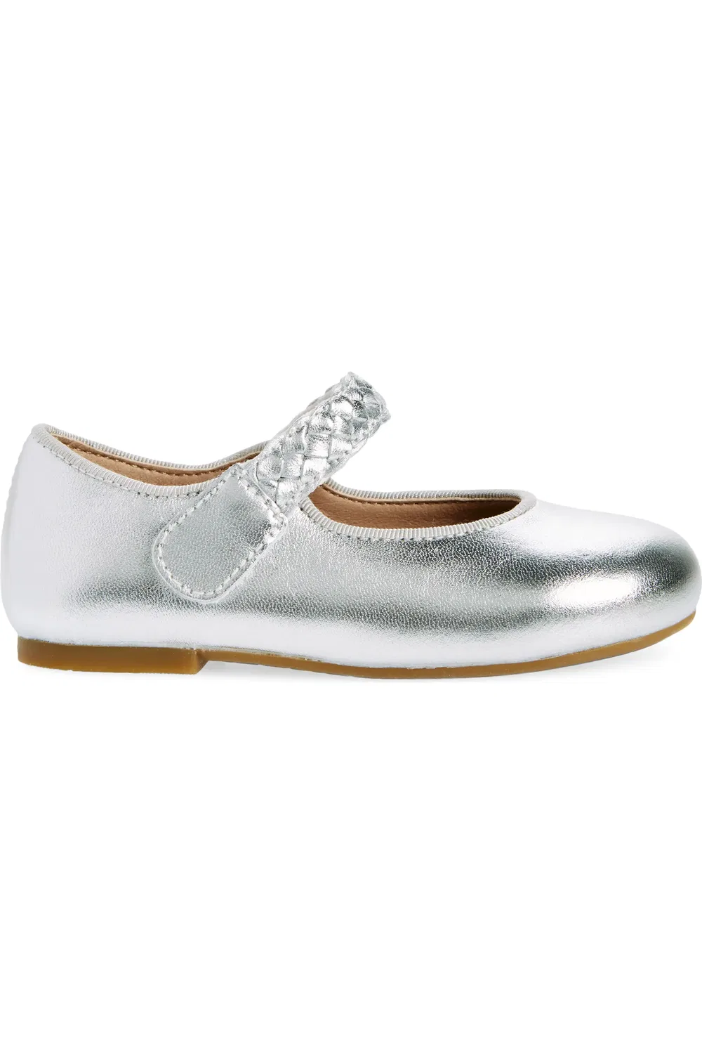Детские туфли Мэри Джейн с плетеным ремешком Lady Plat OLD SOLES, Silver/Gum Sole — фото 3