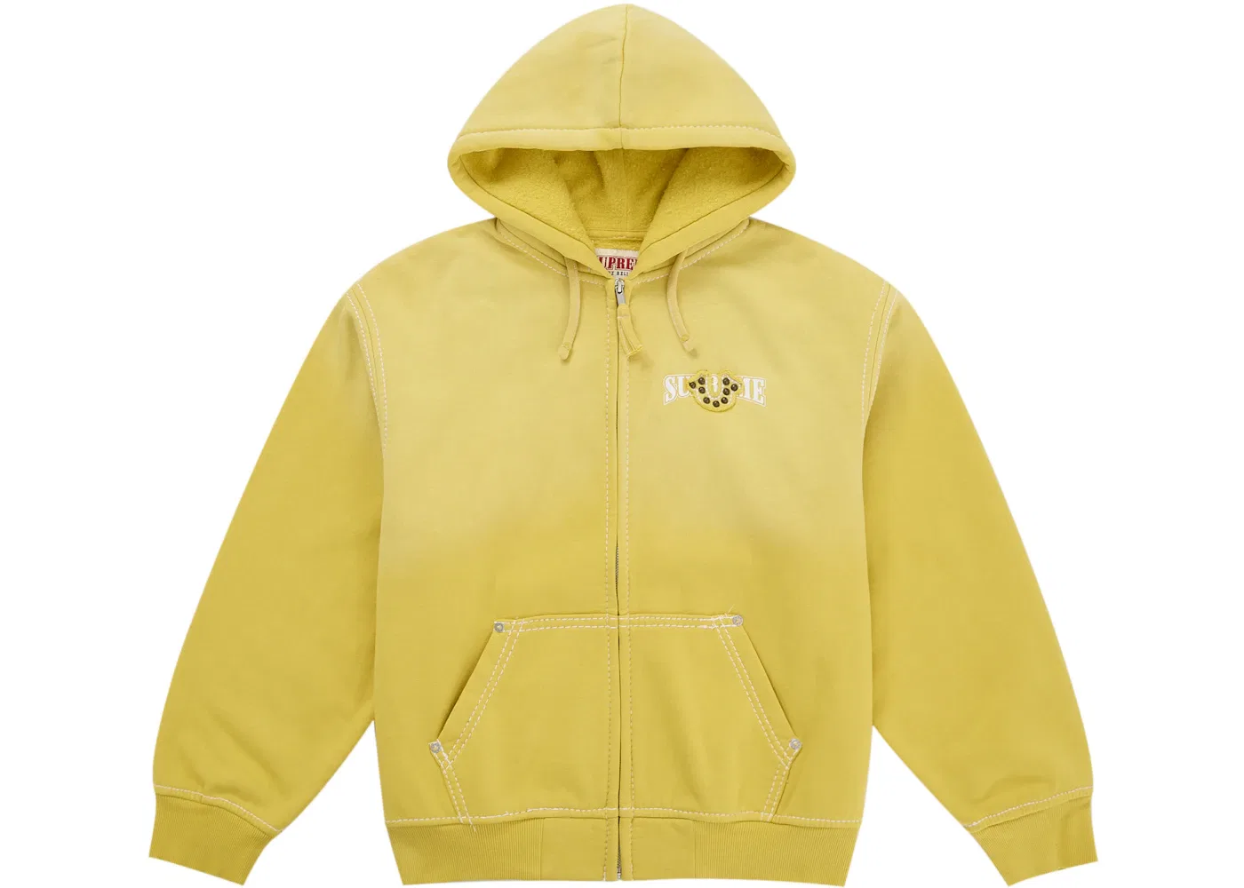 Мужская худи на молнии с капюшоном с принтом Sweatshirt (FW25) Supreme, Yellow