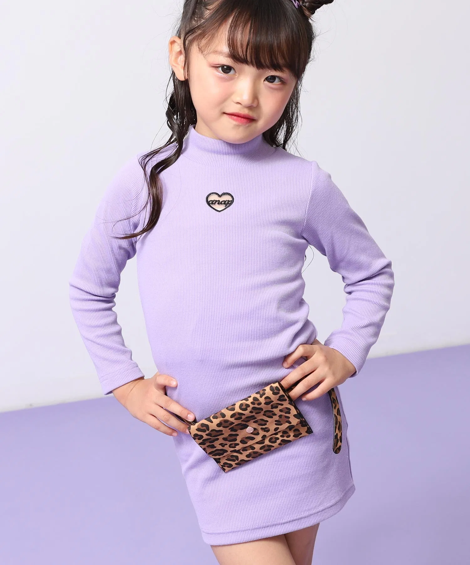 Детское платье ANAP kids с леопардовым принтом, поясом-сумкой и длинным рукавом