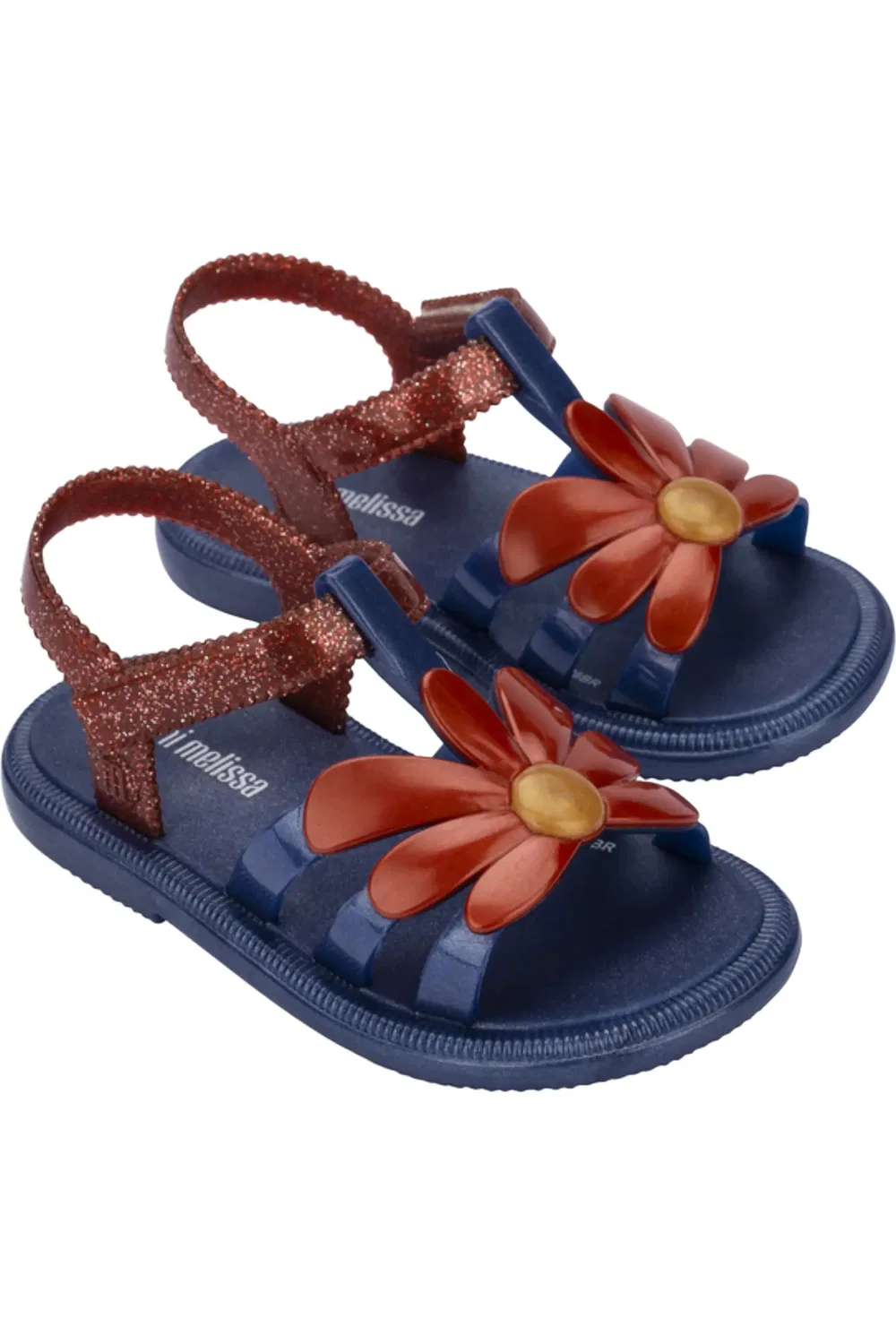 Сандалии детские с цветочными аппликациями Hip Bloomy Jelly Mini Melissa, синий/красный