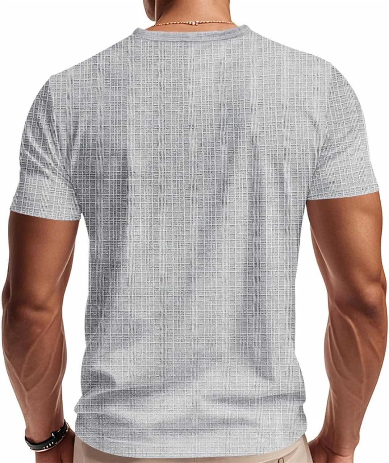 Мужская облегающая футболка с V-образным вырезом Slim Fit, Gray — фото 2