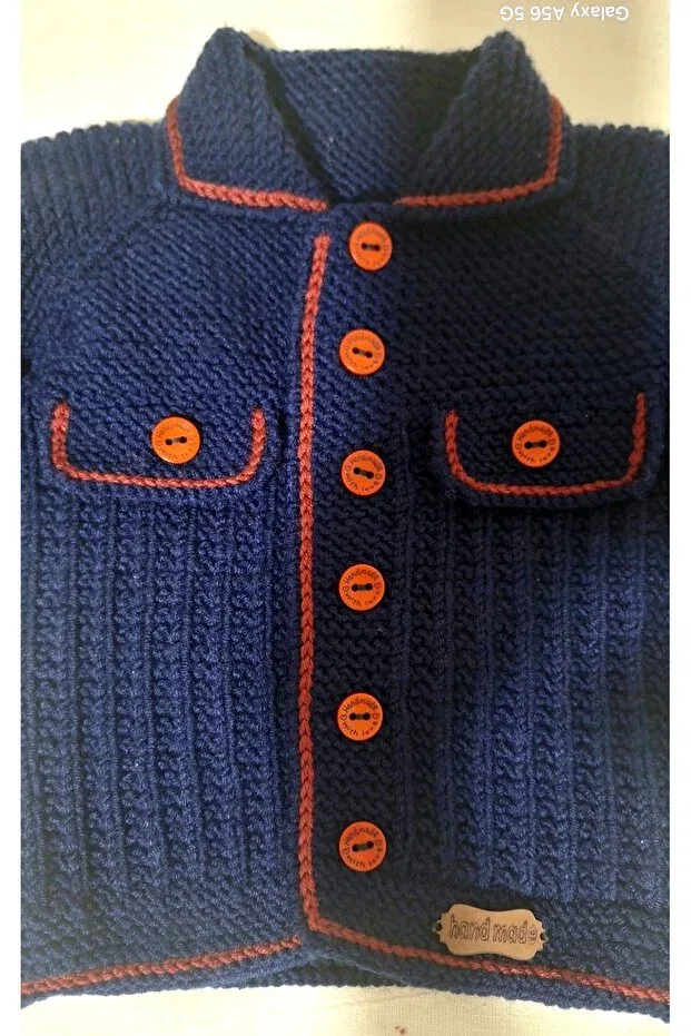 Детский кардиган с длинным рукавом Hand-Knitted baby boy navy blue cardigan Minohouse, Navy Blue — фото 2