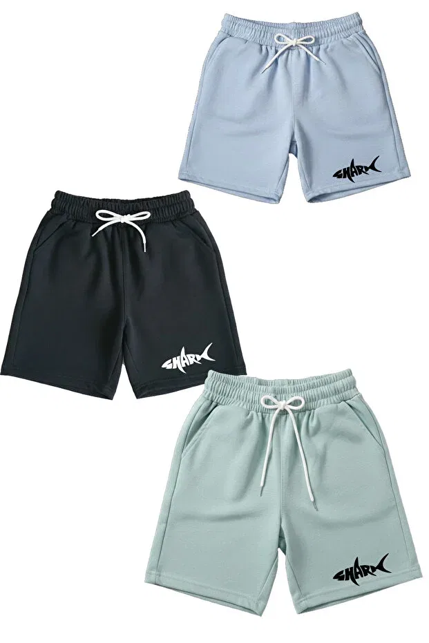 Детский комплект шорт для девочек 100% хлопок Aytok Tekstil, Blue-Black-Green