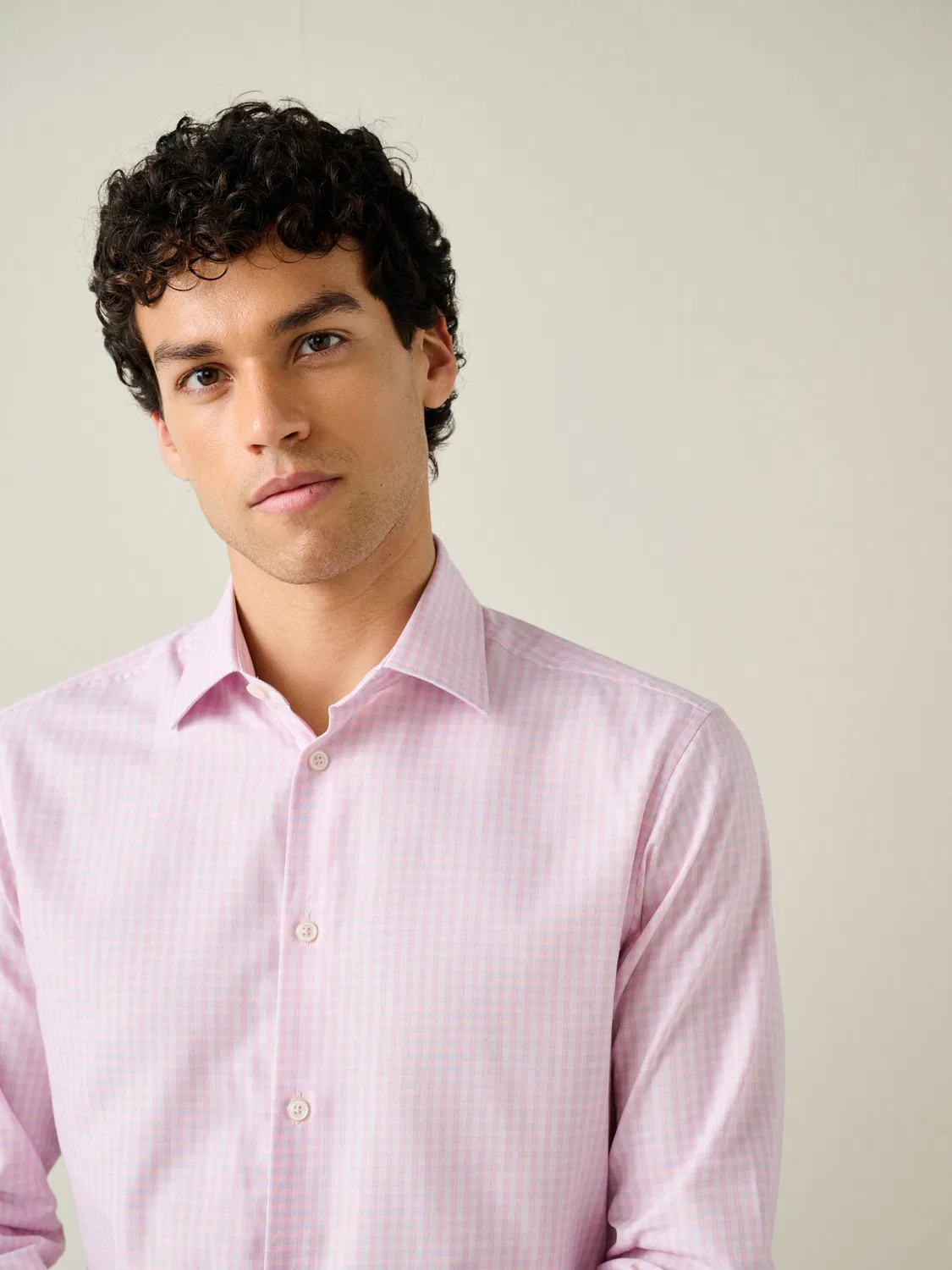 Рубашка формальная с гингемом, Slim Fit, Light Pink Gingham Next